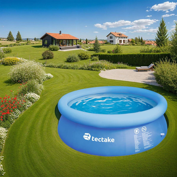 tectake Pool rund med filterpump Ø 300 x 76 cm Blå