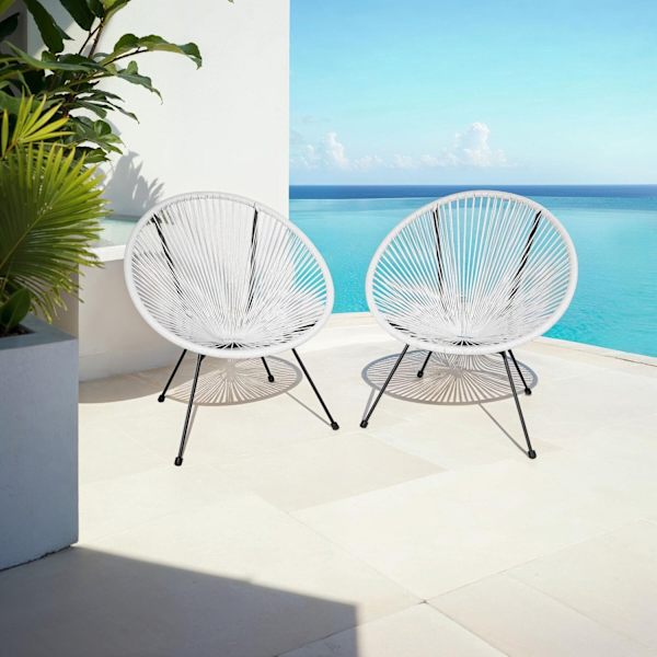 tectake 2 trädgårdsstolar Santana Retro i Acapulco-stil Vit