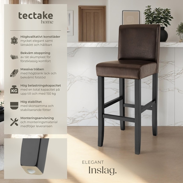 tectake Barstol i konstläder -  per styck Brun