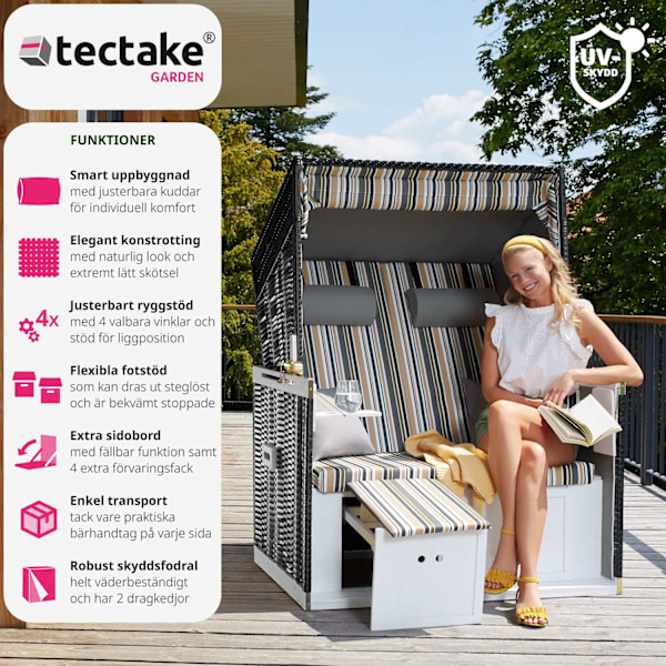 tectake Strandkorg med dyna, inklusive skyddsöverdrag multifärg