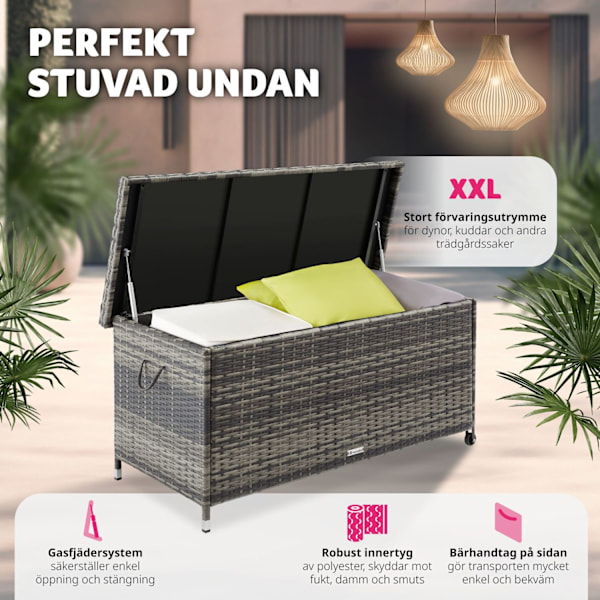 tectake Dynbox Kiruna med lock grå