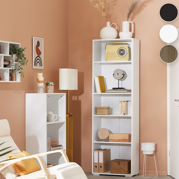 tectake Bokhylla Lexi - 5 hyllplan Ek