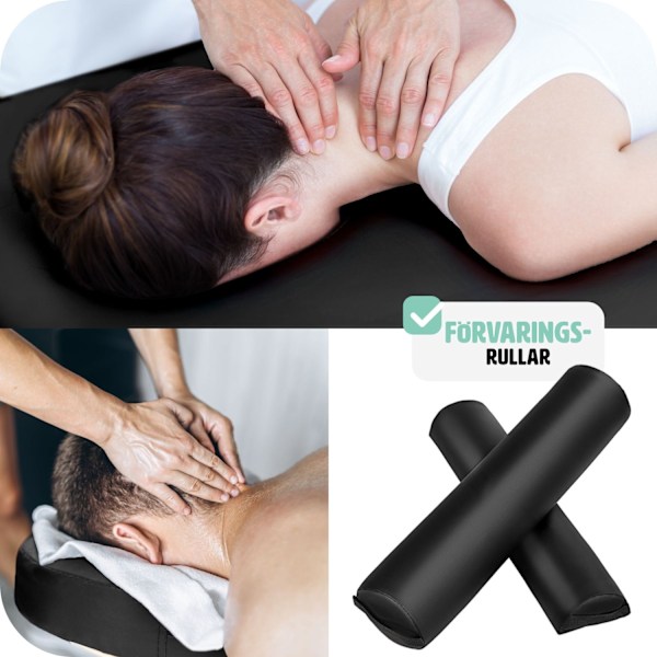 tectake Set 2-zons Massagebänk Freddi med 5 cm stoppning och träram inklusive massagerullar Svart