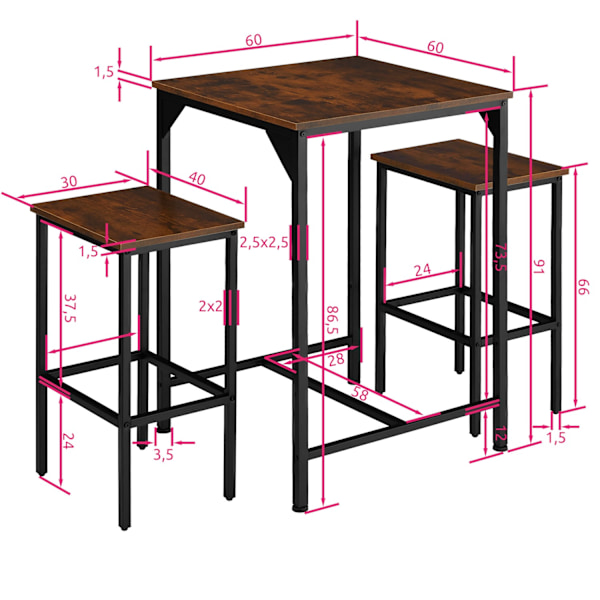 tectake Barset Iverness Mörkbrun