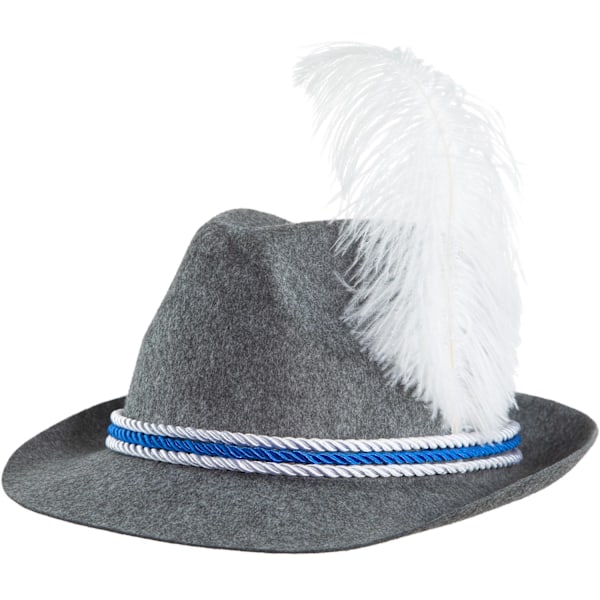 tectake Grå traditionell bayersk hatt med fjäder grå