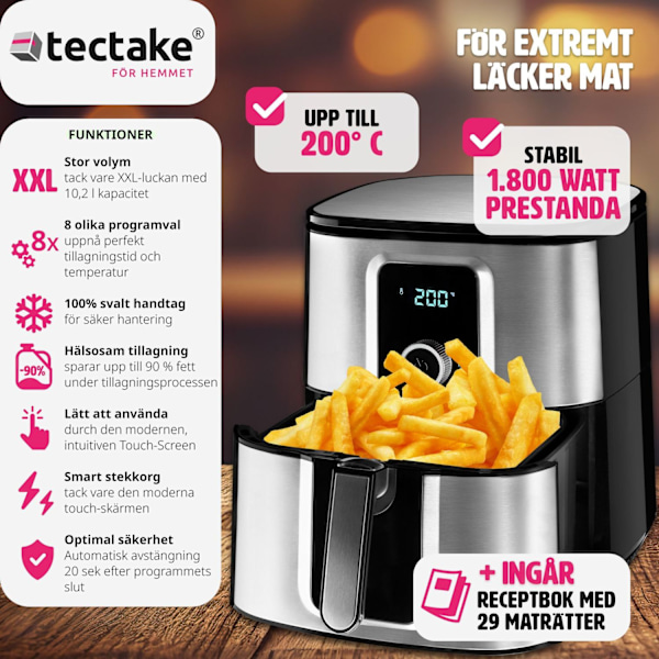 tectake Airfryer Ben 10.2 L Silver