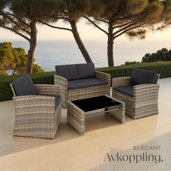 tectake Loungeset Jesolo i konstrotting Mörkgrå