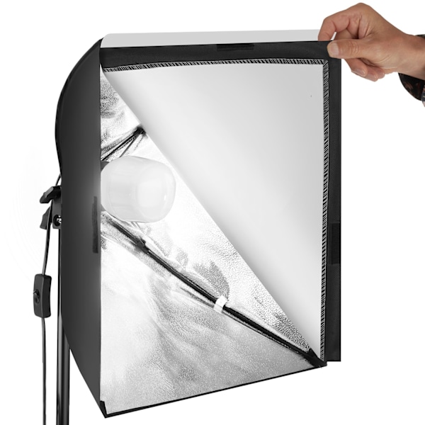 tectake Set med 2 studiolampor med softbox, stativ och väska Svart