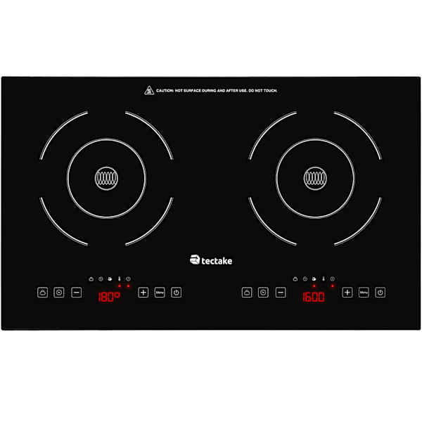 tectake Induktionshäll dubbel 3500 W Svart