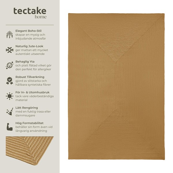 tectake Flätad jutematta Raya, för in- och utomhusbruk - 200 x 290 cm Brun