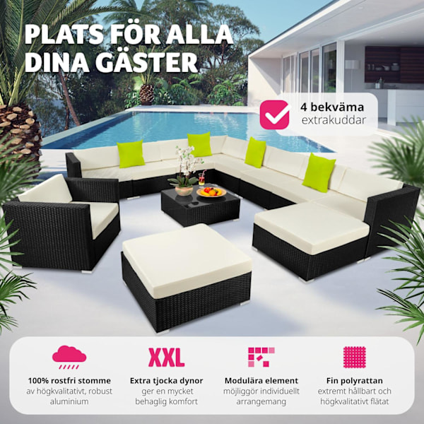 tectake Loungeset Las Vegas i konstrotting Svart