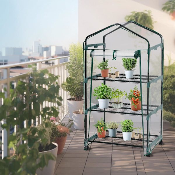 tectake Mobilt växthus med 3 hyllplan 69x49x133cm Transparent