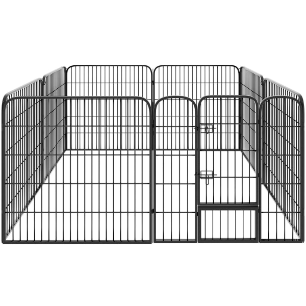 tectake Hundgård, hundhage 8 sektioner - 80 cm grå