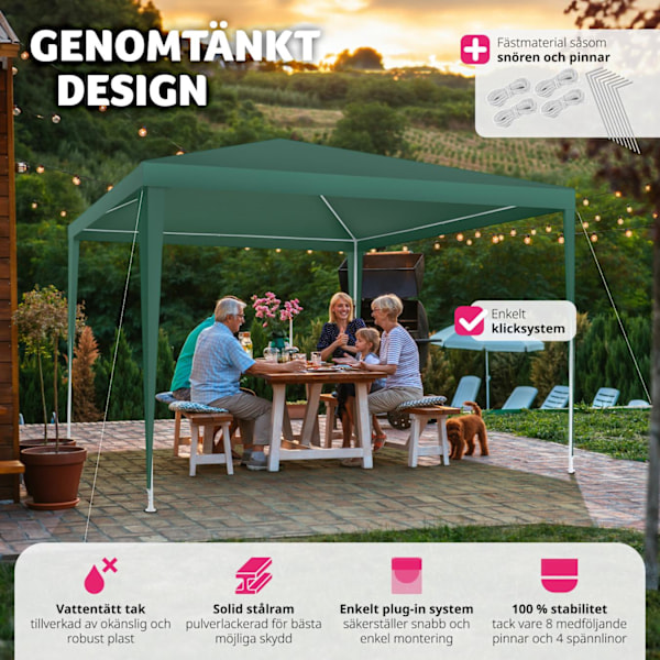 tectake Paviljong Kara 3x3 m Grön