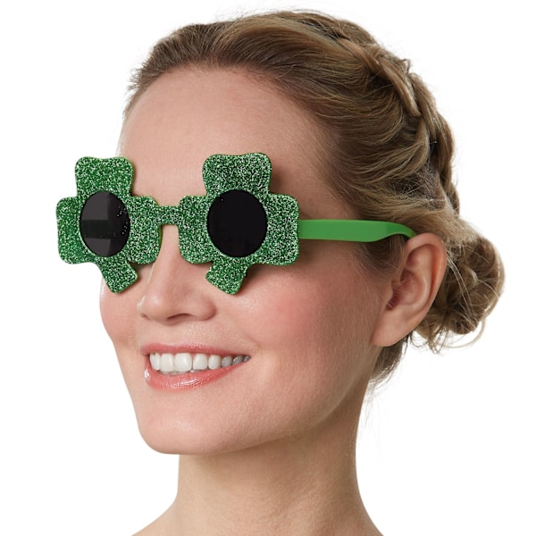 tectake St. Patrick’s Day roliga glasögon klöverblad med färgade glas Grön