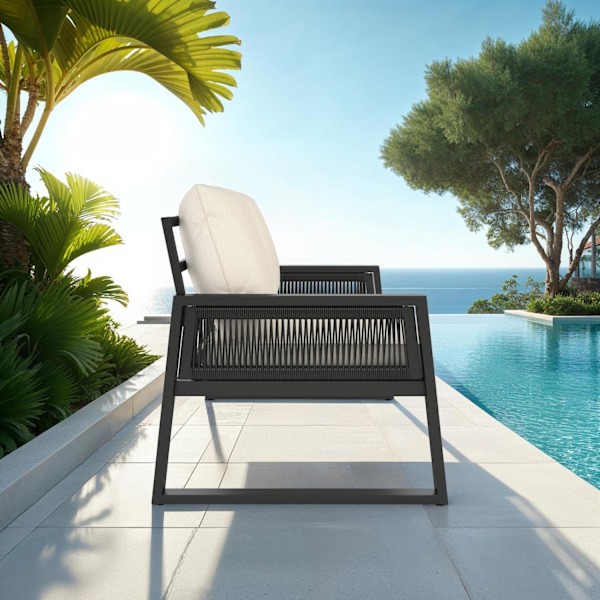 Loungeset Captive i rep-design - Set 2 (1 x soffa / 1 x bord) Grafitgrå