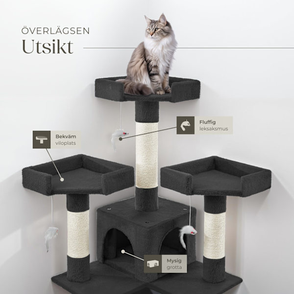 tectake Katt klösträd, klösmöbel Barney Svart