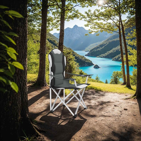 tectake Campingstol med stoppad dyna, hopfällbar -  per styck grå
