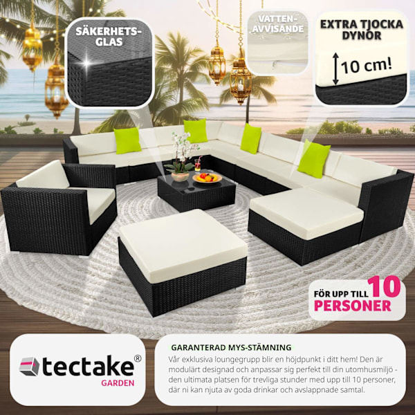 tectake Loungeset Las Vegas i konstrotting Svart