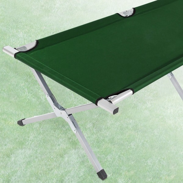 tectake Tältsäng i aluminium, hopfällbar Grön