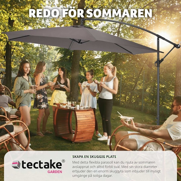 tectake Parasoll 350 cm grå