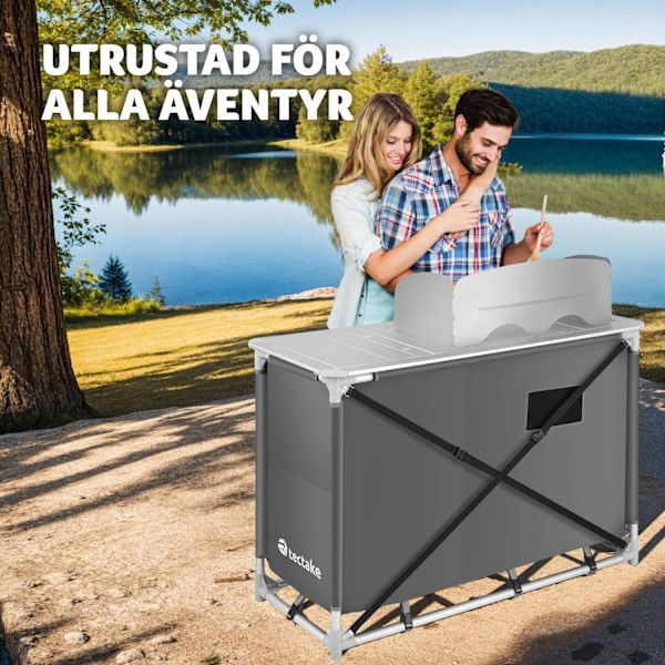 tectake Campingkök Lyx med 4 fack grå