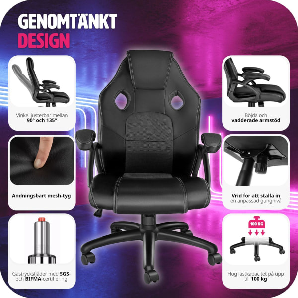 tectake Gamingstol Mike Svart