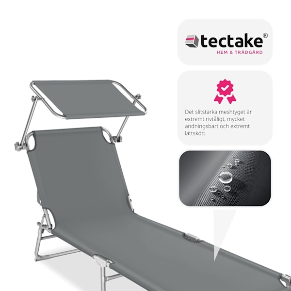 tectake Solsäng med soltak grå