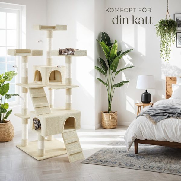 tectake Katt klösträd, klösmöbel Barney Beige