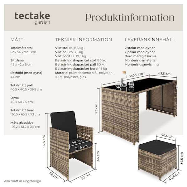 tectake Loungegrupp i konstrotting Palermo Natur