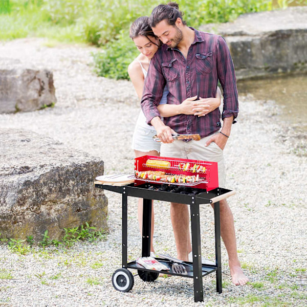 tectake Kolgrill med två hjul Röd