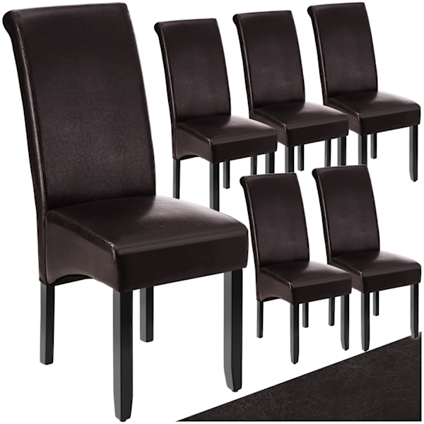tectake Ergonomisk matstol i robust trä -  Uppsättning om 6 Brun