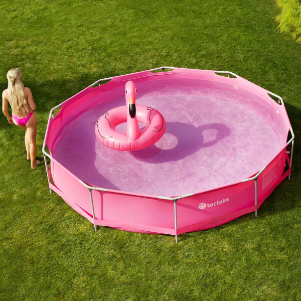 tectake Pool rund med filterpump Ø 300 x 76 cm Rosa
