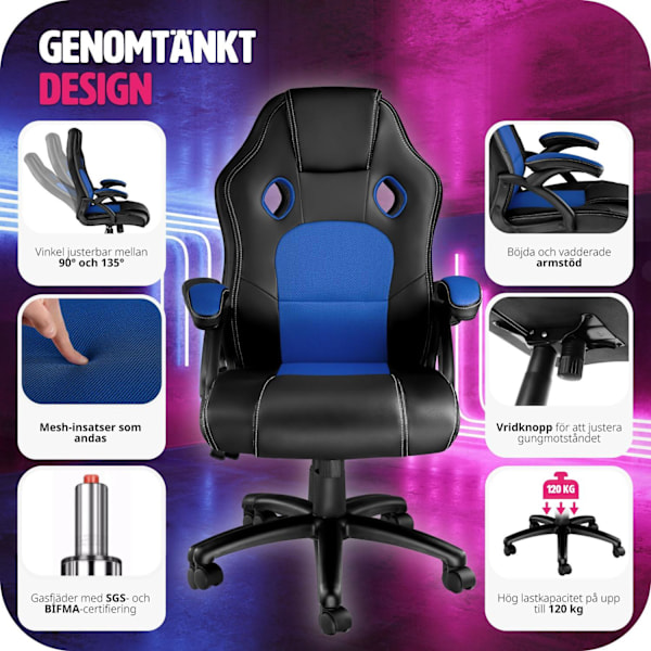 tectake Gamingstol Tyson Blå