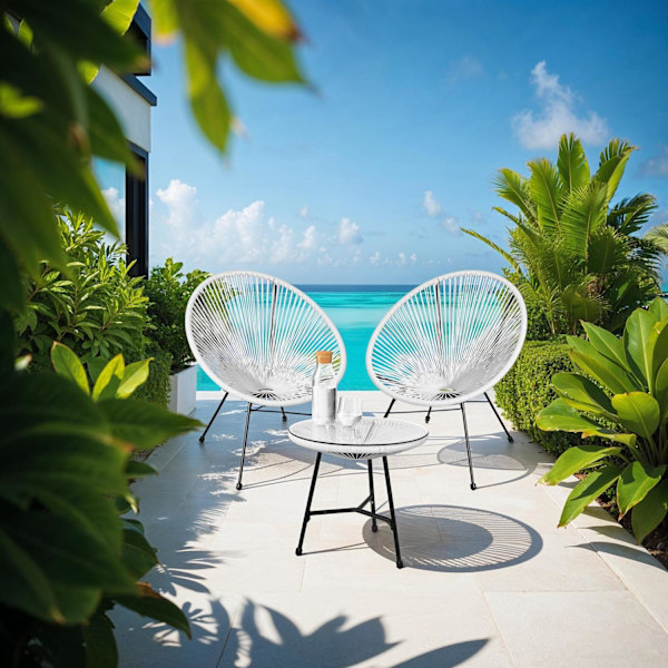 tectake 2-set Loungestol Santana med bord Vit