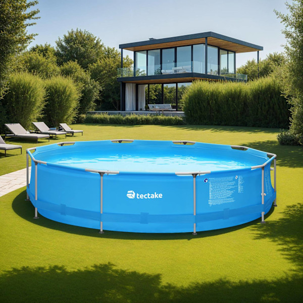 tectake Pool rund med filterpump Ø 360 x 76 cm Blå