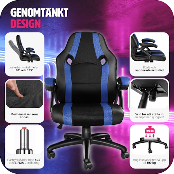 tectake Kontorsstol Benny Blå