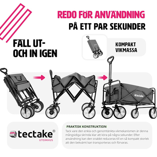 tectake Hopfällbar skrinda Leon med bromsar, lastkapacitet 80kg grå