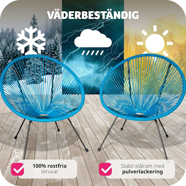 tectake 2 trädgårdsstolar Santana Retro i Acapulco-stil Blå