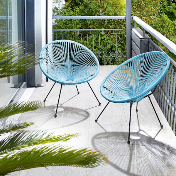 tectake 2 trädgårdsstolar Santana Retro i Acapulco-stil Blå