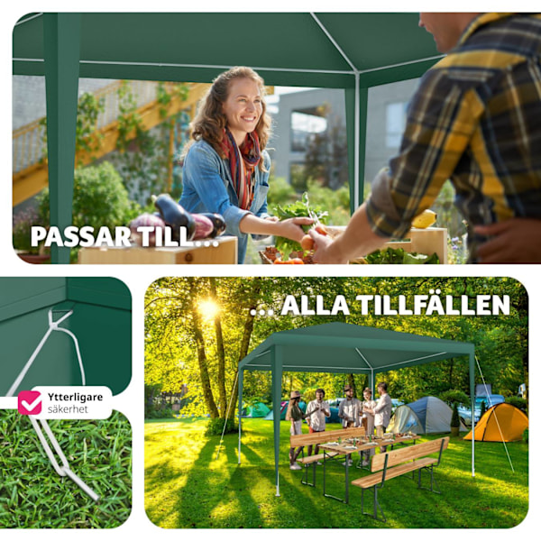 tectake Paviljong Kara 3x3 m Grön