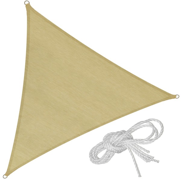 tectake Solsegel i polyeten trekantigt, beige - 600 x 600 x 600 Beige