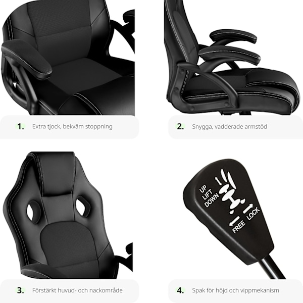 tectake Gamingstol Tyson Svart