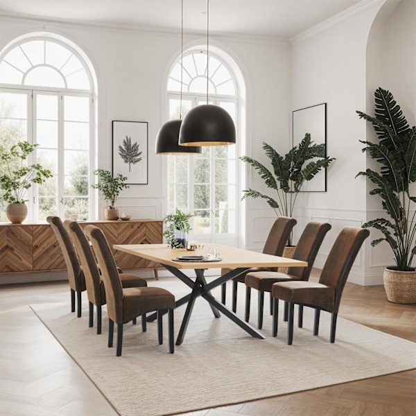 tectake Ergonomisk matstol i robust trä -  Uppsättning om 4 Brun
