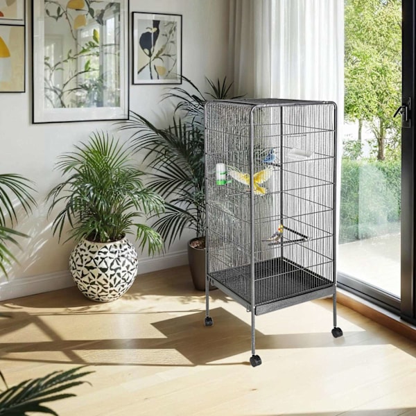 tectake Fågelbur 146 cm hög Grafitgrå