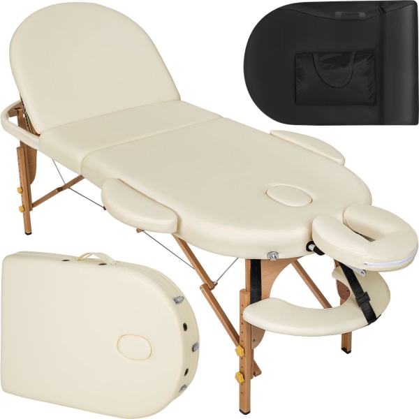 tectake 3-zons massagebänk Sawsan oval med 5 cm stoppning och tr Beige