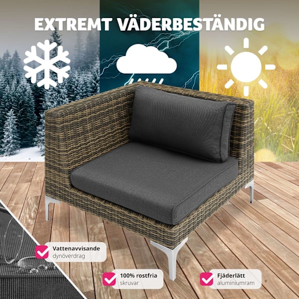 tectake Höger hörnmodul till loungeset Villanova i konstrotting Natur