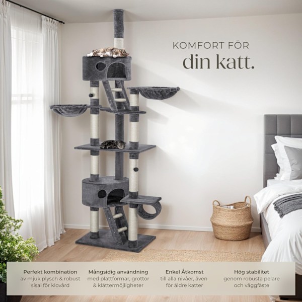 tectake Klösträd katt, klösmöbel Hansi grå