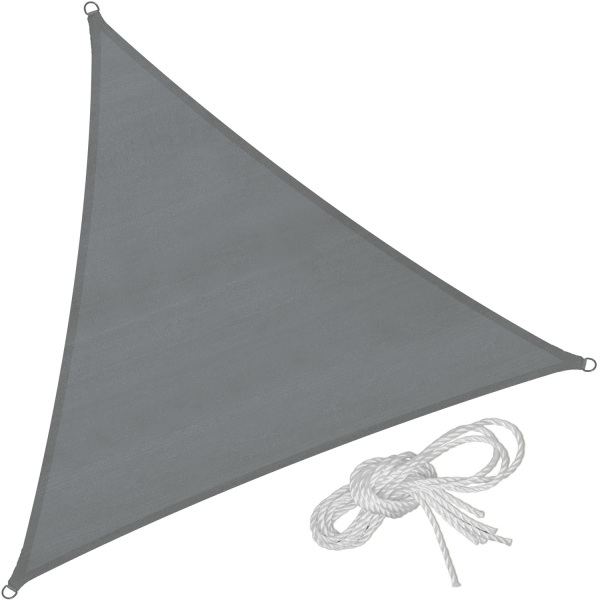 tectake Solsegel i polyeten trekantigt, grå - 360 x 360 x 360 cm grå