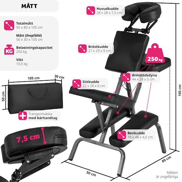 tectake Massagestol i konstläder Svart
